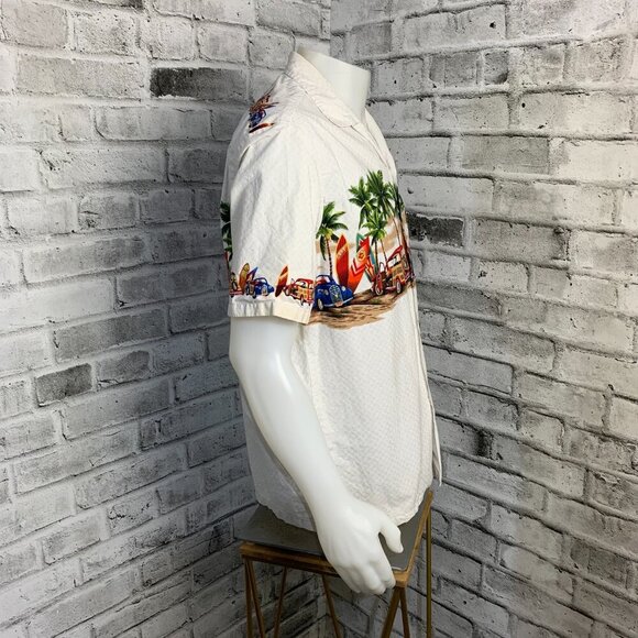 Aloha Mo'i Casual Short Sleeved Shirt Hawaii Beach Cars Surf Board Print - Picture 3 of 9